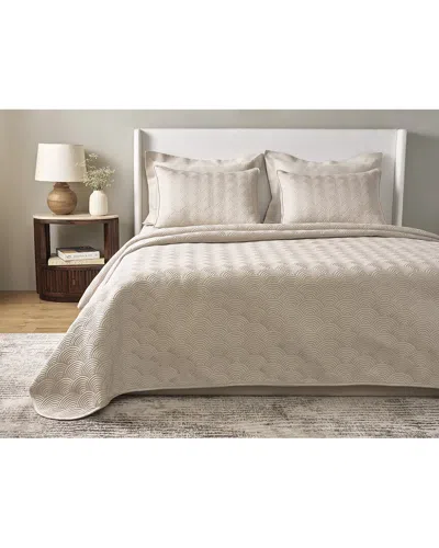 Ready-to-bed By Ann Gish 210 Thread Count Scallop Coverlet Set In Neutral