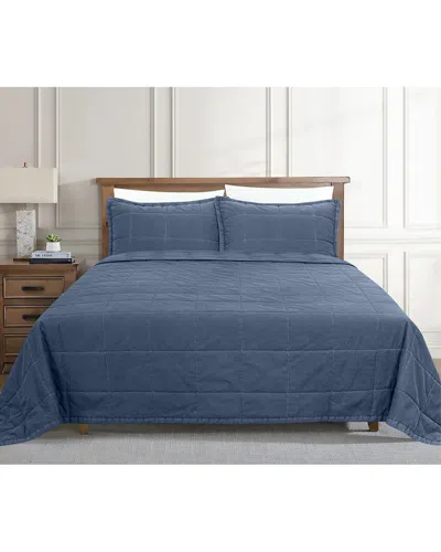 Ready-to-bed By Ann Gish Cotton Canvas Coverlet Set In Blue
