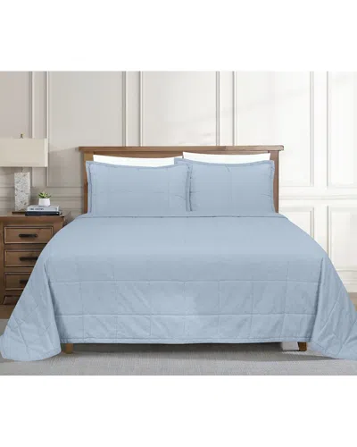 Ready-to-bed By Ann Gish Cotton Canvas Coverlet Set In Blue