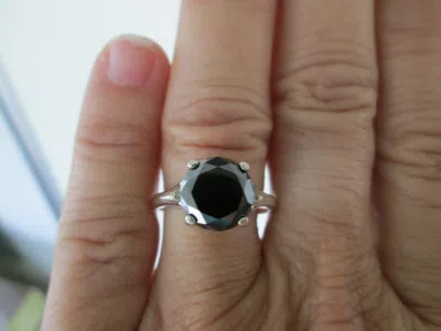 Pre-owned Real Black Diamonds Inc 2.50ct Natural Black Diamond Ring,certificate,free Dia Tester Sizes 5,6,7,8,9,10