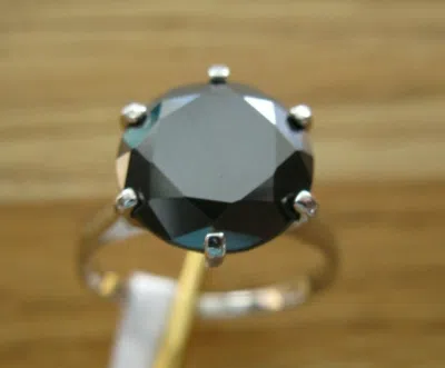 Pre-owned Real Black Diamonds Inc 5.0ct 100% Natural Black Diamond Ring Appraisal Free Dia Tester 5,6,7,8,9,10