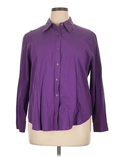 Pre-owned Real Comfort Long Sleeve Button Down Shirt In Purple