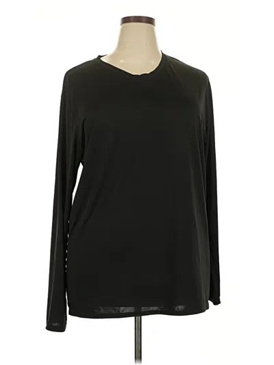 Pre-owned Real Essentials Long Sleeve Top Black Crew Neck Tops