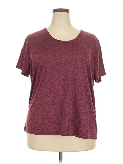 Pre-owned Real Essentials Short Sleeve Top Burgundy Crew Neck Tops