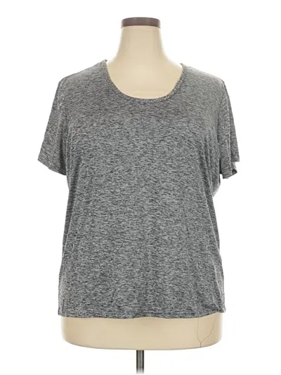 Pre-owned Real Essentials Short Sleeve Top Gray Crew Neck Tops