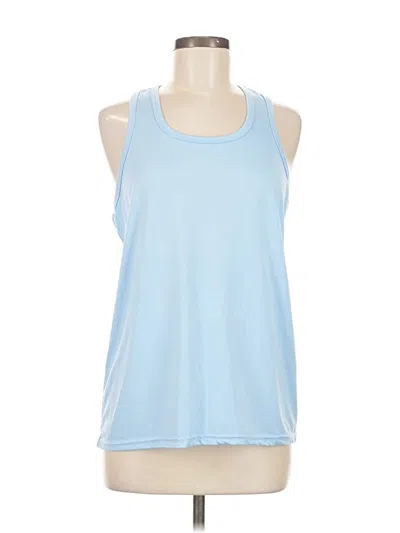 Pre-owned Real Essentials Tank Top Blue Halter Neckline Tops