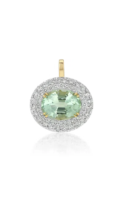Real Fine Studio 14k Yellow Gold Double Diamond Cloud Charm In Blue