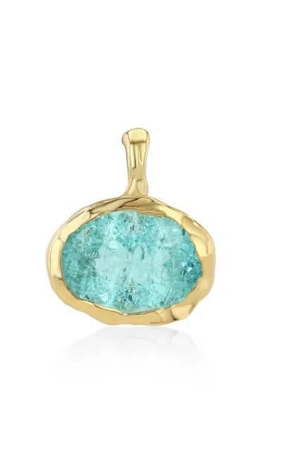 Real Fine Studio 14k Yellow Gold Golden Hour Charm In Seafoam In Blue