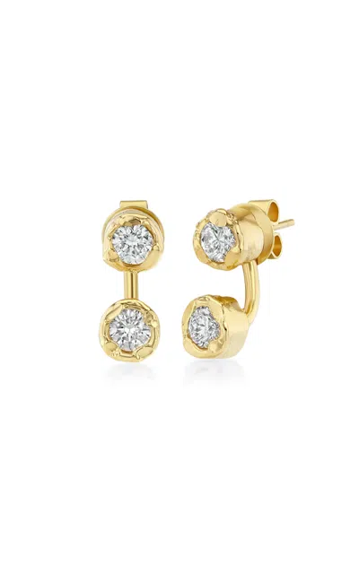 Real Fine Studio 14k Yellow Gold Golden Hour Earrings In Lab Diamond In White