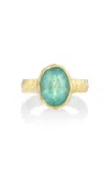 Real Fine Studio 14k Yellow Gold Golden Hour Ring In Sea Foam In Green