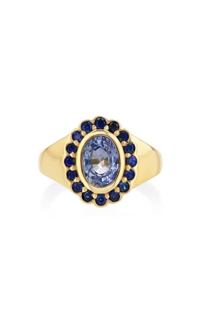 Real Fine Studio 14k Yellow Gold Heirloom Signet In Holiday In Blue