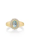 Real Fine Studio 14k Yellow Gold Heirloom Signet In Sky In Blue