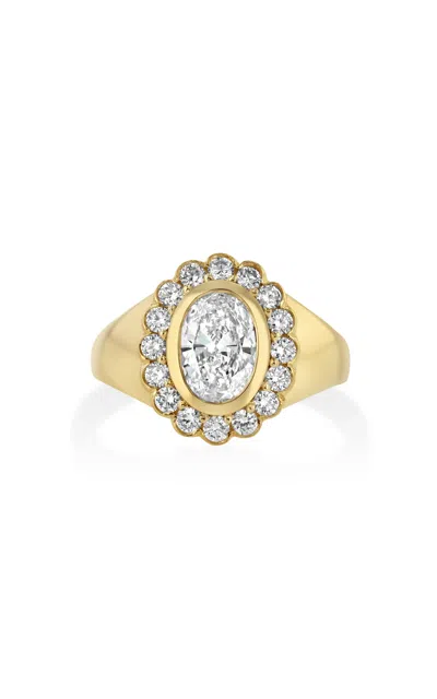 Real Fine Studio 14k Yellow Gold Heirloom Signet In Snow In White