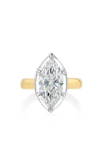 Real Fine Studio 14k Yellow Gold Mega Marquise Pinky Ring In White