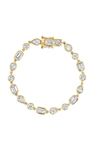 Real Fine Studio 14k Yellow Gold Mixed Form Tennis Bracelet In Yellow Gold In White