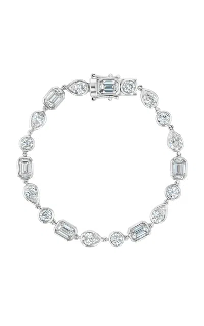 Real Fine Studio 14k Yellow Gold Mixed Form Tennis Bracelet White Gold