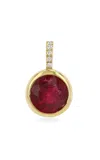 Real Fine Studio 14k Yellow Gold Signature Bezel Drop In Cherry In Red