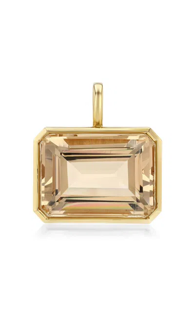 Real Fine Studio 14k Yellow Gold Signature Bezel Drop In Peach In Orange