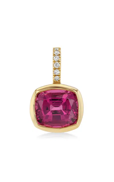 Real Fine Studio 14k Yellow Gold Signature Bezel Drop In Raspberry In Pink
