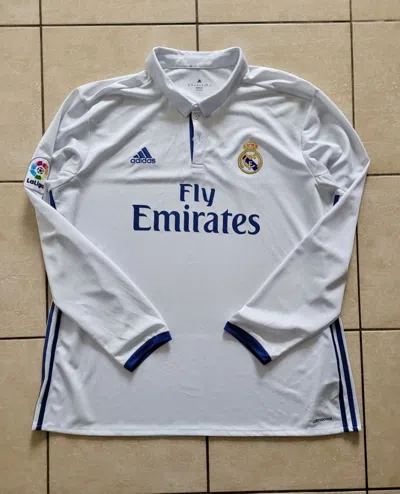 Pre-owned Real Madrid X Soccer Jersey Adidas Real Madrid 2016-17 Home Longsleeve In White
