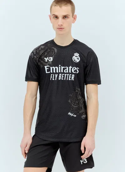 Real Madrid X Adidas Y-3 Logo Applique Jersey T-shirt In Black