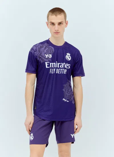 Real Madrid X Adidas Y-3 Logo Applique Jersey T-shirt In Purple