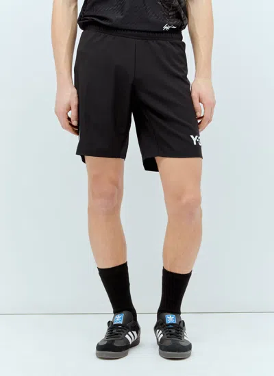 Real Madrid X Adidas Y-3 Logo Print Drawstring Shorts In Black