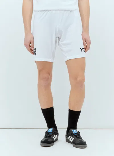 Real Madrid X Adidas Y-3 Logo Print Drawstring Shorts In White