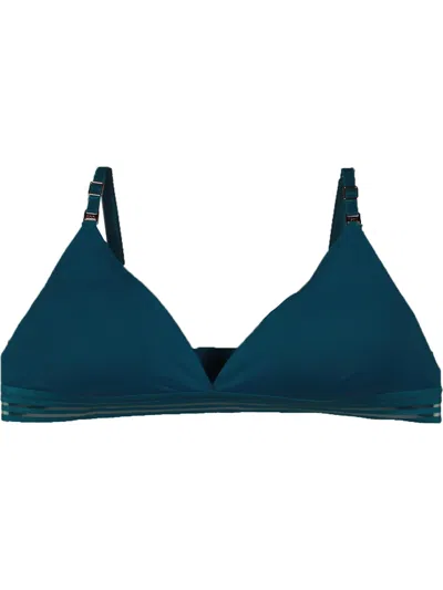 Real Womens Stretch Padless Plunge Bra In Blue