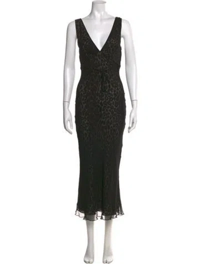 Pre-owned Réalisation Par Animal Print Long Dress In Black