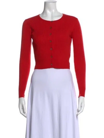 Pre-owned Réalisation Par Crew Neck Long Sleeve Button-up Top In Red