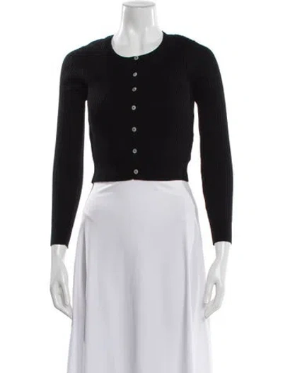 Pre-owned Réalisation Par Crew Neck Long Sleeve Crop Top In Black