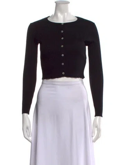 Pre-owned Réalisation Par Crew Neck Long Sleeve Crop Top In Black