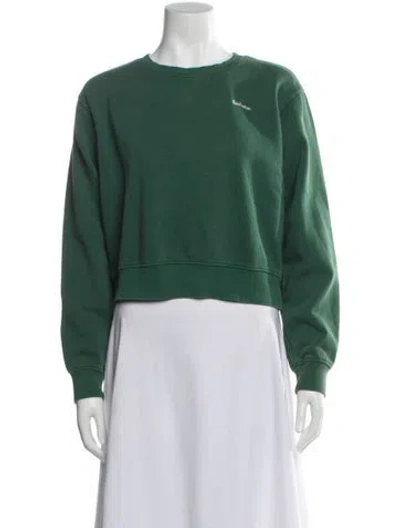 Pre-owned Réalisation Par Crew Neck Long Sleeve Crop Top In Green