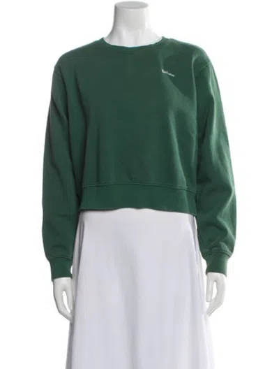 Pre-owned Réalisation Par Crew Neck Long Sleeve Crop Top In Green