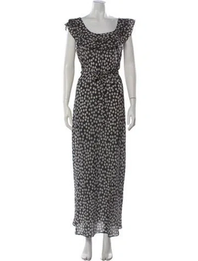 Pre-owned Réalisation Par Floral Print Long Dress In Black