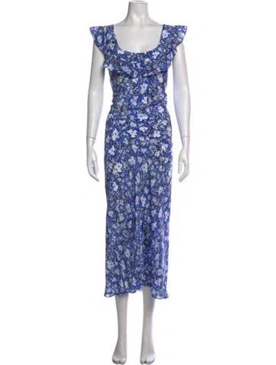 Pre-owned Réalisation Par Floral Print Long Dress In Blue