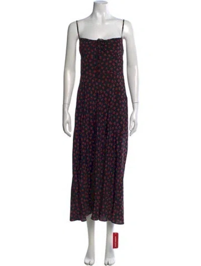 Pre-owned Réalisation Par Floral Print Midi Length Dress In Black