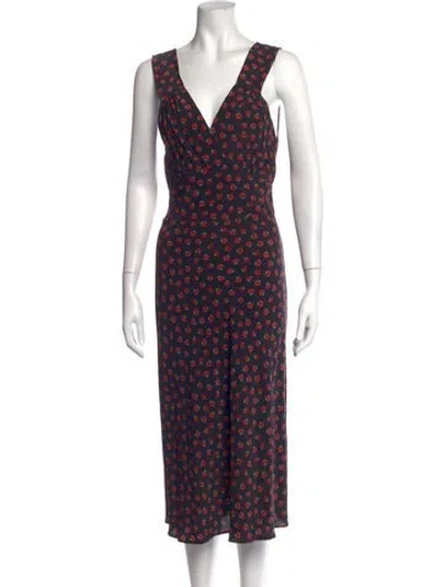 Pre-owned Réalisation Par Floral Print Midi Length Dress In Black
