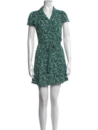 Pre-owned Réalisation Par Floral Print Mini Dress In Green