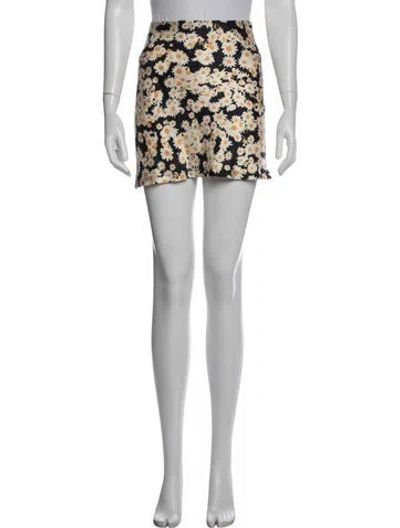 Pre-owned Réalisation Par Floral Print Mini Skirt In Black