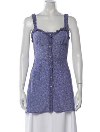 Pre-owned Réalisation Par Floral Print Scoop Neck Top In Purple