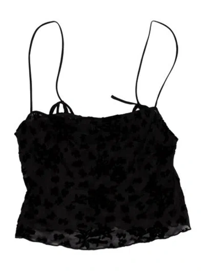 Pre-owned Réalisation Par Floral Print Square Neckline Crop Top In Black