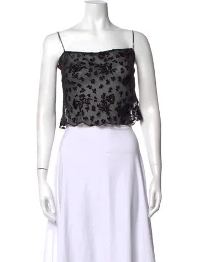 Pre-owned Réalisation Par Floral Print Square Neckline Crop Top In Black/white