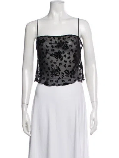 Pre-owned Réalisation Par Floral Print Square Neckline Crop Top In White