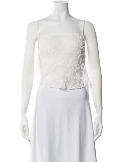 Pre-owned Réalisation Par Floral Print Strapless Top In White