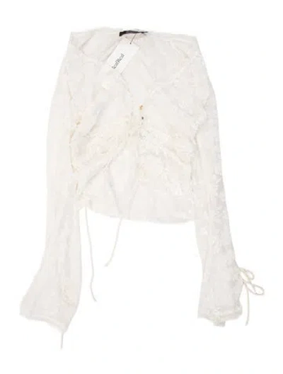 Pre-owned Réalisation Par Floral Print Tie Neck Blouse In Neutral