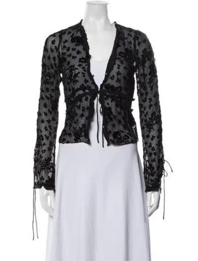Pre-owned Réalisation Par Floral Print V-neck Top In Black