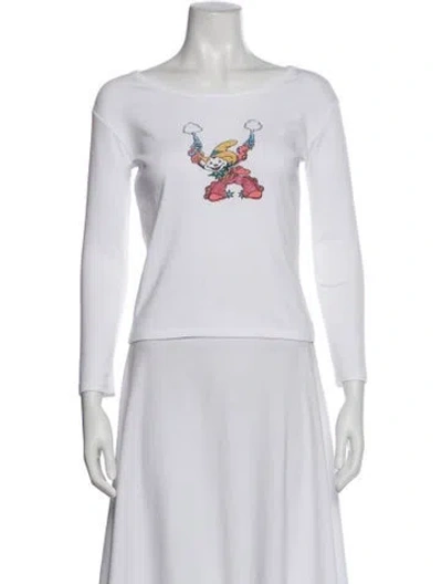 Pre-owned Réalisation Par Graphic Print Bateau Neckline Top W/ Tags In White