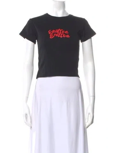 Pre-owned Réalisation Par Graphic Print Crew Neck Crop Top In Black